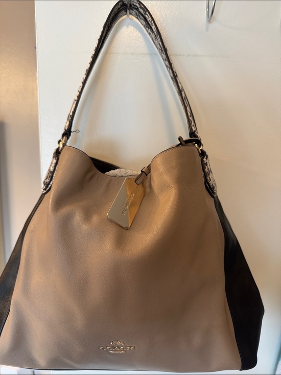 Coach Handbags - Coach Edie Taupe and Black Leather Hobo Bag